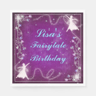 Magical Fairy Purple Starry Night Birthday Party Napkins