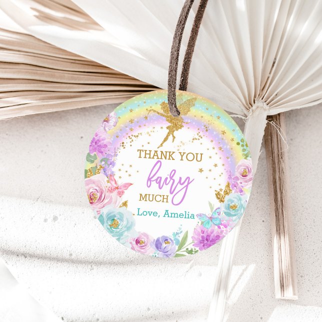 Magical Fairy Rainbow Floral Round Favor Label (Creator Uploaded)