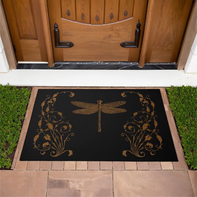 Magical Fairy Tale Fantasy Steampunk Dragonfly Doormat (Outdoor)