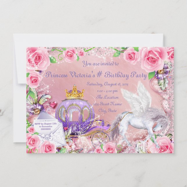 Magical Fairy Tale Princess Birthday Party Invitation (Front)