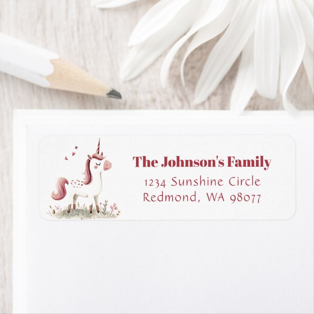 Magical Fairy Tale Unicorn Birthday Party Label (Insitu)