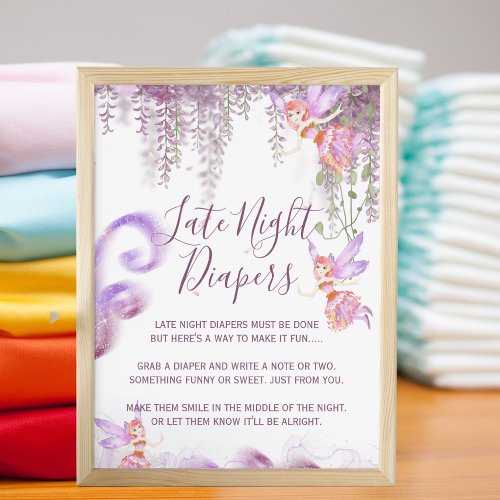 Magical Fairy Theme Late Night Diaper Sign Poster