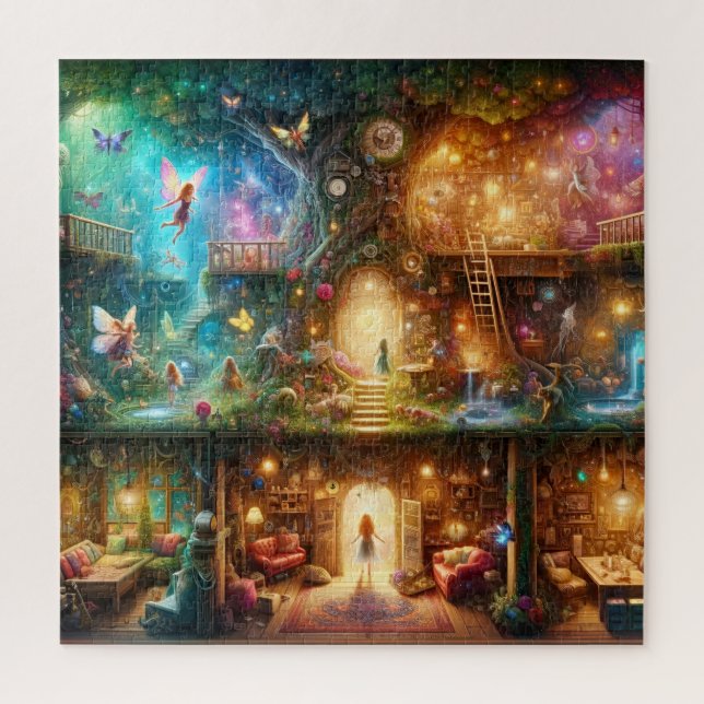 Magical Fairy Treehouse Enchanted Fantasy Home Jigsaw Puzzle (Vertical)
