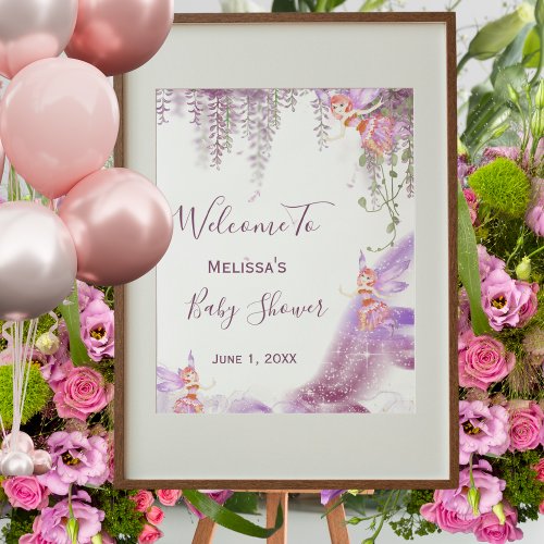 Magical fairy welcome sign baby shower poster 