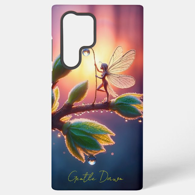 Magical fairy with dewdrop lantern on the branch samsung galaxy case (Back)