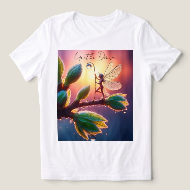 Magical fairy with dewdrop lantern on the branch Tri-Blend shirt (Design Front)