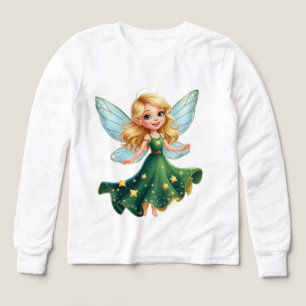 Magical Fairy with Stars Kids Long Sleeve T-Shirt Tri-Blend Shirts