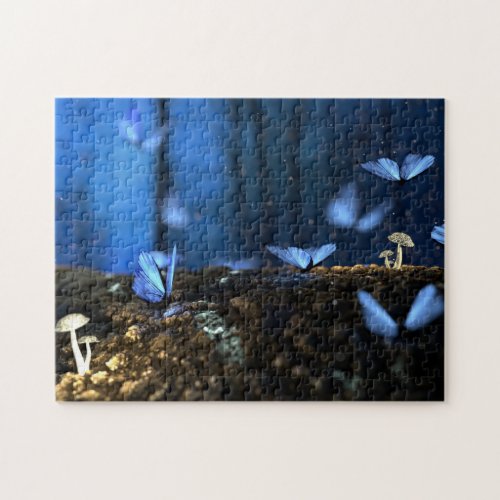 Magical Fairy Woods with Butterflies and Mushrooms Jigsaw Puzzle
