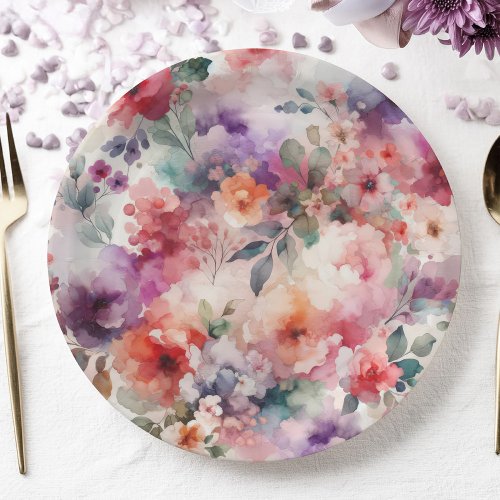 Magical Fairycore Floral Watercolor Birthday Party Paper Plates