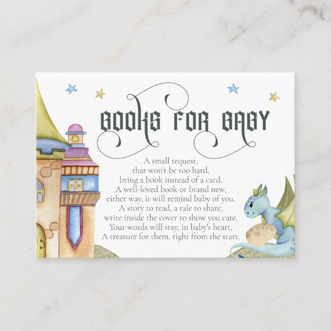 Magical Fairytale Dragon Books for Baby Shower Enclosure Card (Front)