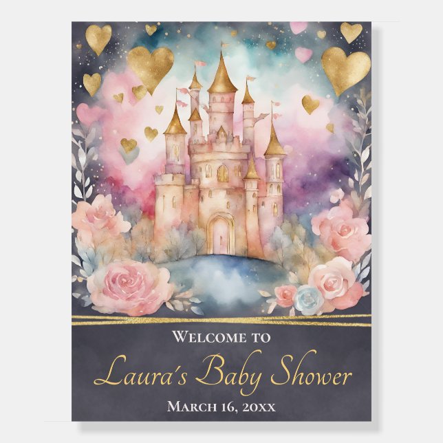 Magical Fairytale Princess Baby Shower Welcome Foam Board (Front)
