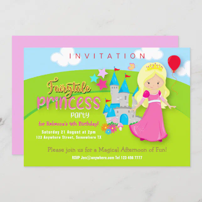 Magical Fairytale Princess Birthday Party Invitation | Zazzle