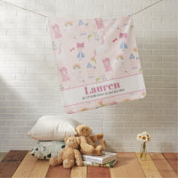 Magical Fairytale Princess Pattern Pink Baby Blanket