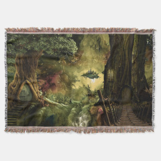 Magical Fairytale Tree House Throw Blanket