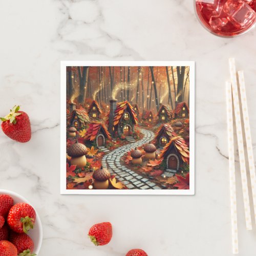 Magical Fall Fairytale Town Découpage Napkins