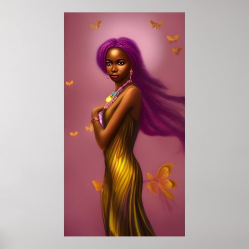 Magical fantasy African woman colorful hair 5 Poster