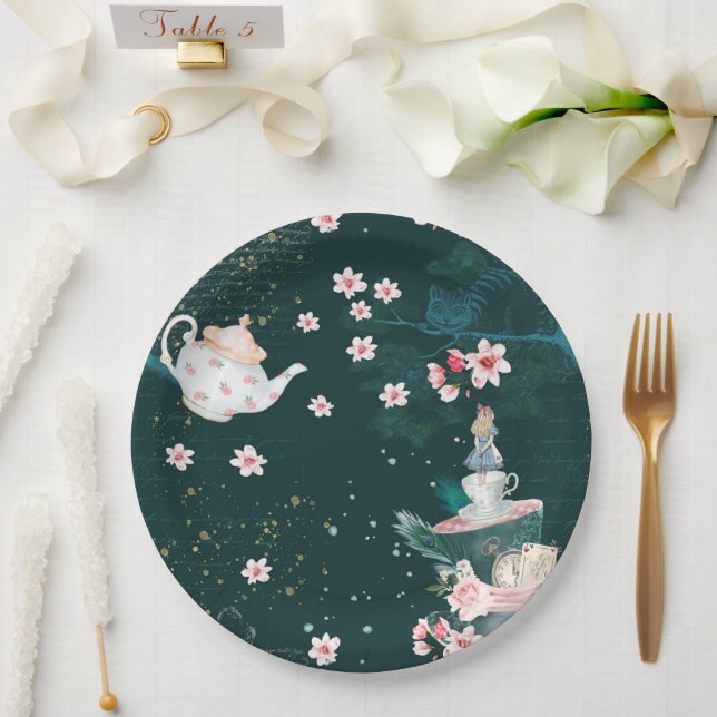 Magical Fantasy Alice In Wonderland Collage Paper Plates (Wedding)