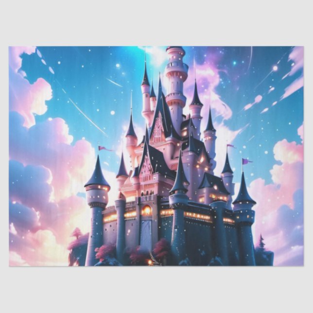 Magical Fantasy Castle Birthday Gift Wrap Tissue Paper (Front)
