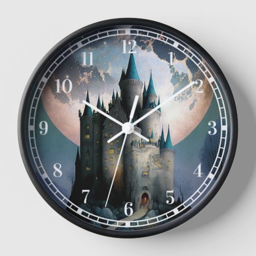 Magical Fantasy Castle Full Moon Clock