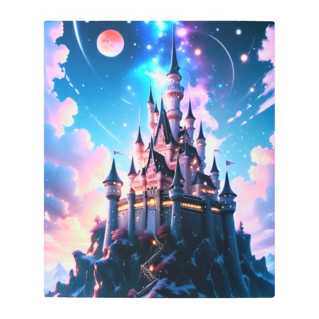 Magical Fantasy Castle Metal Wall Art Print (Front)