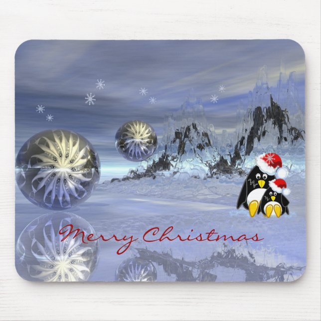 magical fantasy christmas mousepad with penguins (Front)