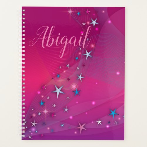 Magical Fantasy Dreamy Celestial Stars on Magenta Planner