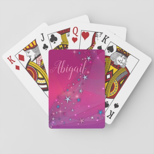 Magical Fantasy Dreamy Celestial Stars on Magenta Playing Cards