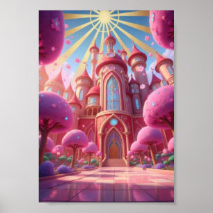 Magical Fantasy Kingdom Pastel Castle Poster