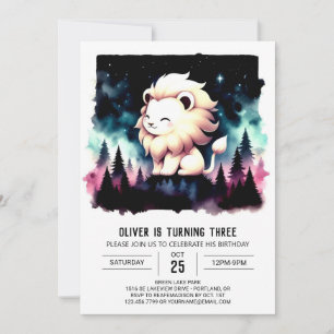 Magical Fantasy Lion Birthday  Invitation