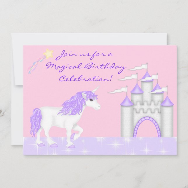Magical Fantasy Unicorn Girl's Birthday Invitation (Front)