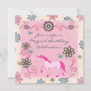Magical Fantasy Unicorn Girl's Birthday Invitation
