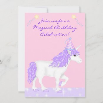 Magical Fantasy Unicorn Girl's Birthday Invitation by TheCutieCollection at Zazzle