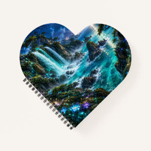 Magical Fantasy Waterfall on Ocean Coast Under Mil Notebook