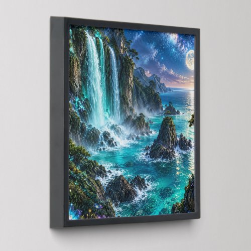 Magical Fantasy Waterfall on Ocean Coast Under Mil Peel And Stick Photo Tile