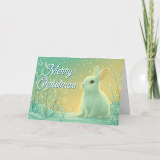Magical Fantasy Winter Rabbit Merry Christmas Holiday Card