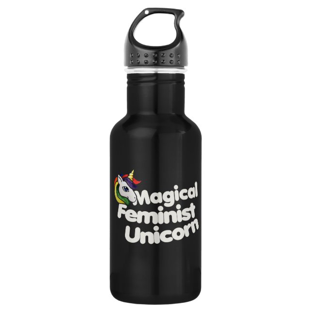 magical feminist unicorn stainless steel water bottle (Front)