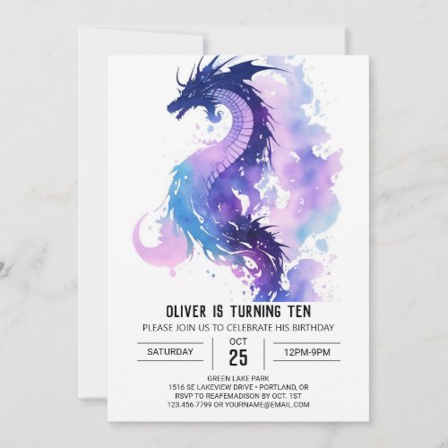 Magical Fierce Dragon Birthday Invitation