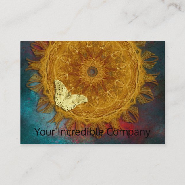 Magical fire mandala and gold butterfly business card (Front)