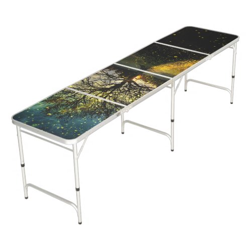 Magical fireflies dreamy landscape beer pong table