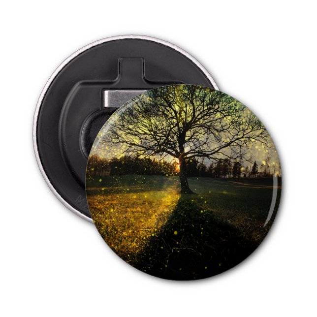 Magical fireflies dreamy landscape bottle opener (Front)