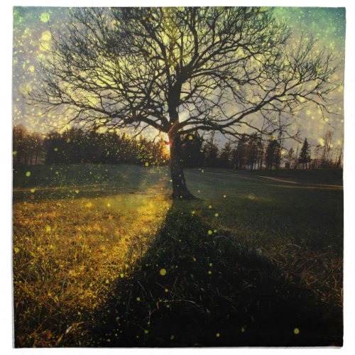 Magical fireflies dreamy landscape cloth napkin