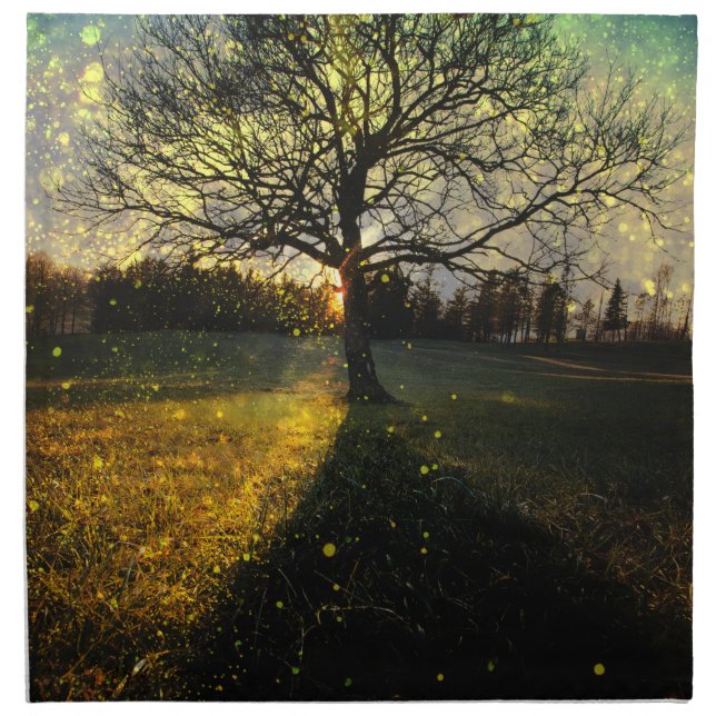 Magical fireflies dreamy landscape cloth napkin (Front)
