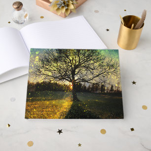 Magical fireflies dreamy landscape guest book