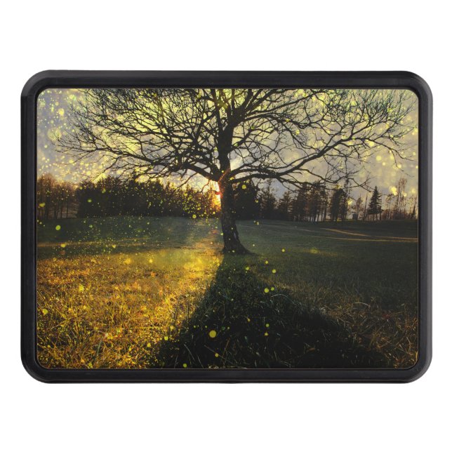 Magical fireflies dreamy landscape hitch cover (Front)