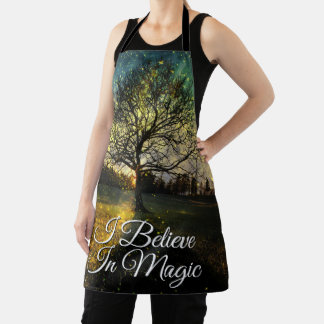 Magical fireflies dreamy landscape I believe magic Apron