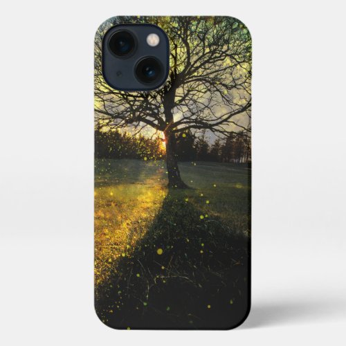 Magical fireflies dreamy landscape iPhone 13 case