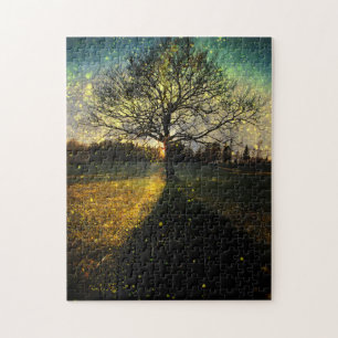 Magical fireflies dreamy landscape jigsaw puzzle