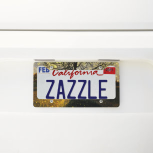 Magical fireflies dreamy landscape license plate frame