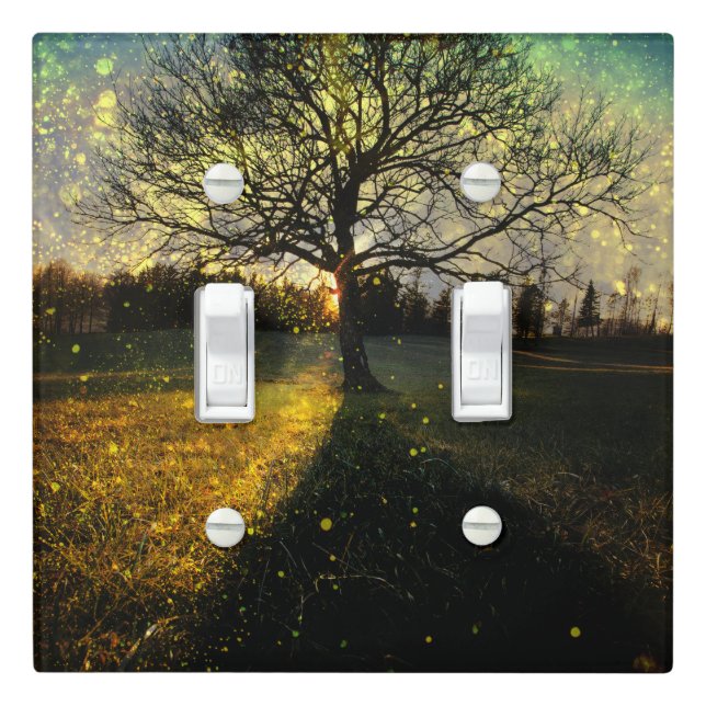Magical fireflies dreamy landscape light switch cover (In Situ)