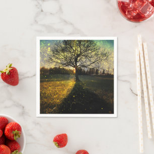 Magical fireflies dreamy landscape napkins